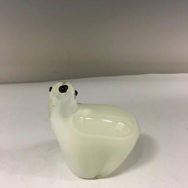 Vintage Murano Art Glass Polar Bear Sculpture Paperweight Frosted White Clear 