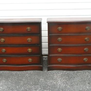 Mahogany Serpentine Front Pair of Large Bedside Nightstands Small Dresser 2069
