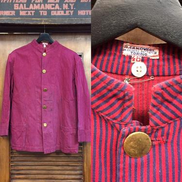 Vintage 1930’s-50’s Hickory Stripe European Work Jacket, Vintage Top, Vintage Workwear, Railroad, Vintage Clothing 