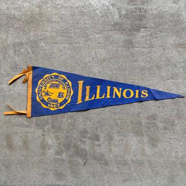 Vintage University of Illinois Felt Pennant 