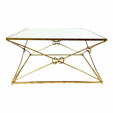Currey and Co. Modern Gold Metal and Antique Mirror Cocktail Table