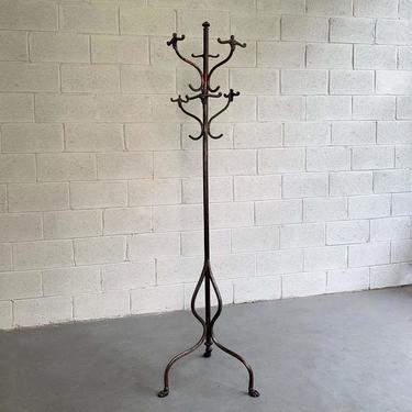 Antique Brushed Steel And Cast Iron Coat Rack