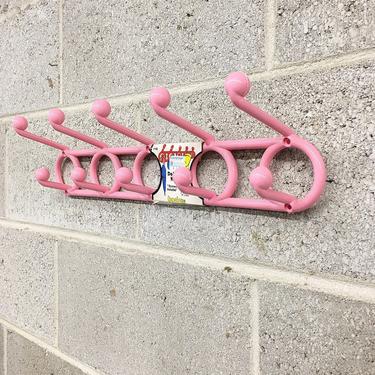 Vintage YAFFA Wall Rack Retro 1990s Base line + Do Re Mi + Bubblegum Pink + Plastic + 10 Hooks + Storage + Organization + Home + Wall Decor 