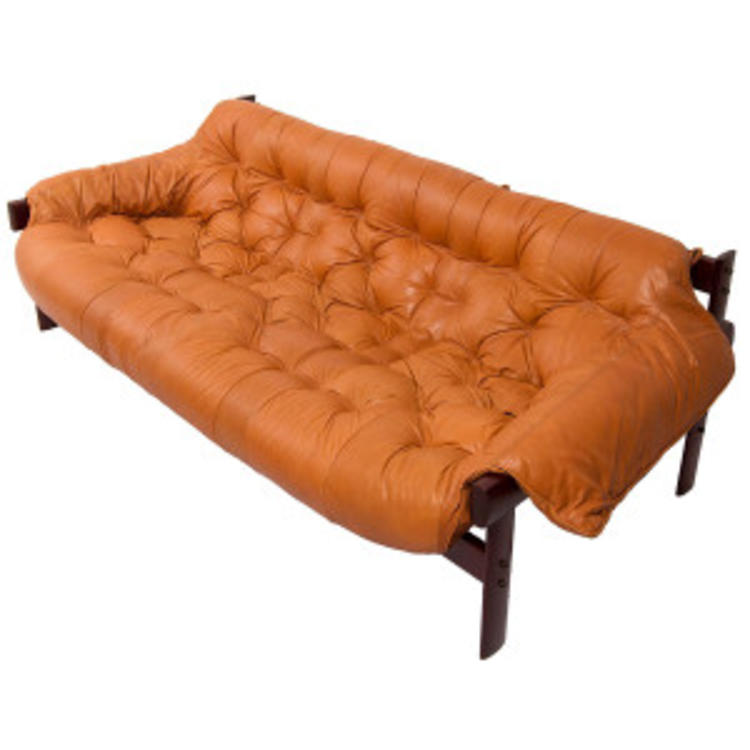 Rare Percival Lafer Brazilian Leather Sofa