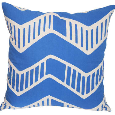 Hand Block Printed Throw Pillow, Wood Blocked Pillow, Block Print Cushion Cover, Blue and White Pillow, Nautical Home Decor, Geometric Print 