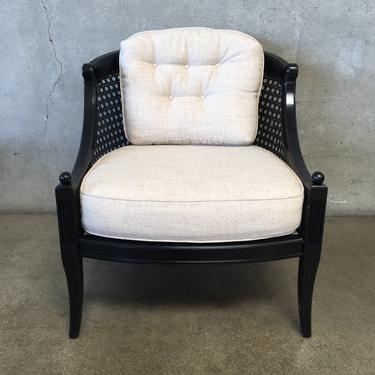 Vintage Cane Back Arm Chair with New Upholstery