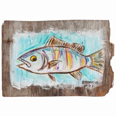 Willie Brooks Williams Acrylic Painting Fish Outsider Art 