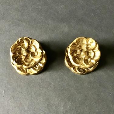Pair of Cast Brass Floral Pull Knobs