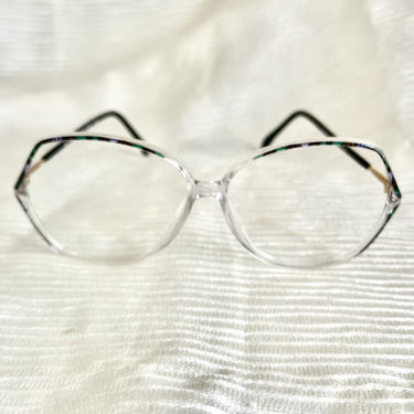 Big Eyes Lucite Frames Geometric Blue and Clear Vintage 70s 80s, Made in Austria 