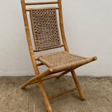 Woven Cord Folding Bamboo Chair