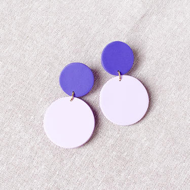 PHILLIPA in blue iris + lilac // Spring Collection // Polymer Clay // Statement Earrings // Modern Minimalist 