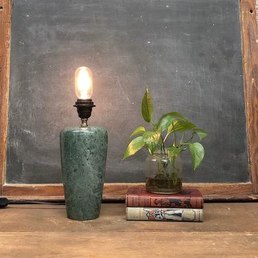 Vintage Table Lamp Retro 1980s Green Jadeite Vase Shaped Table Lamp + Polished Stone + Marbled + Black +  Heavy + Lighting Decor + Lamps 