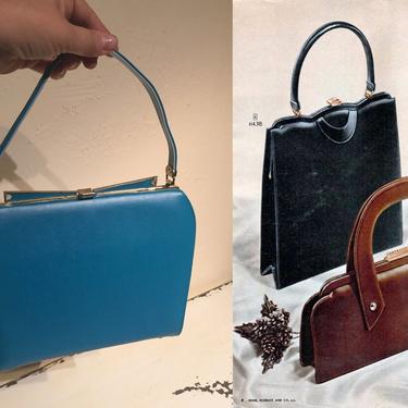 Always True Blue - Vintage 1950s Mar-shal Turquoise Teal Textured Leather Handbag 