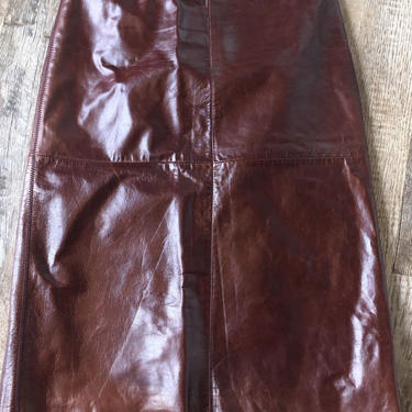 Vintage GAP Leather A-Line Midi Skirt Size 2 