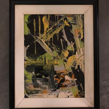 Cerinne Gerhard Small Abstract Oil Painting on Board Titled Swamp Bird 