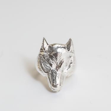 IN STOCK | VINTAGE WOLF MASK RING | SILVER