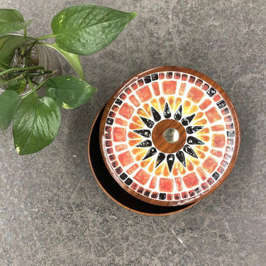 Vintage Candy Tin 1960s Retro Fricke &amp; Nacke Western Germany Footed Metal Candy Tin Bowl + Mid Century + Kitchen + Food Storage + MCM Decor 