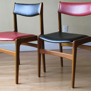 set of TWO Le Rouge et Le Noire Erik Buch Teak Dining Side Chairs 