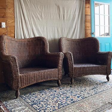 Oversized Wicker Arm Chairs 