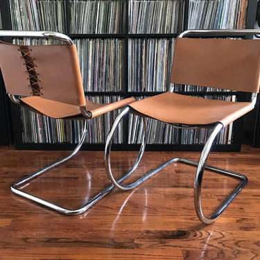 Pair of Mies Van Der Rohe MR10 chairs 