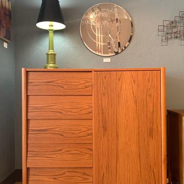 Teak Wardrobe Cabinet w/ 5 Drawers &#038; 3 Adjustable Shelves