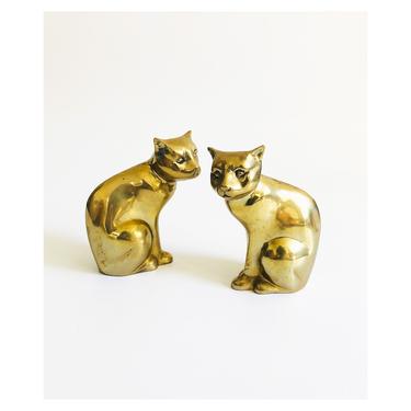 Vintage Brass Cats / Set of 2 