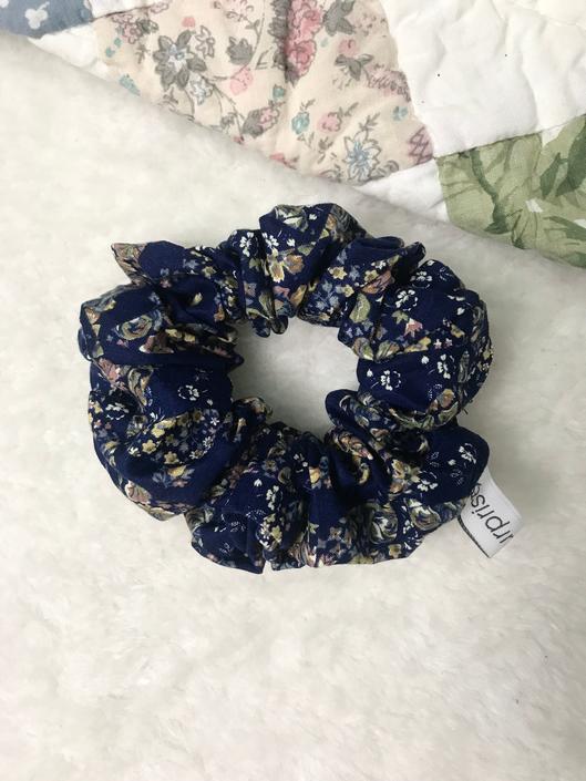 Navy Quilting Cotton Fabric Scrunchy 