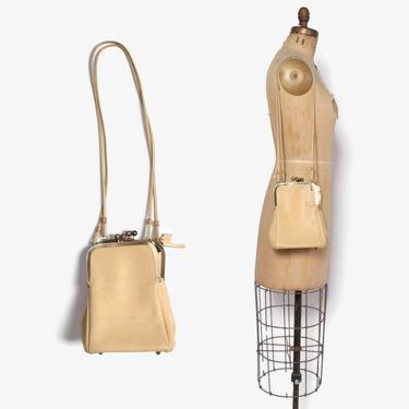 Vintage 60s Bonnie Cashin COACH Purse / 1960s Bone Leather Double Kisslock Shoulder Bag by luckyvintageseattle