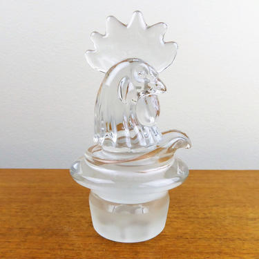 Vintage Heisey Rooster | Glass Stopper and Decanted Pour Insert with Strainer | BEAUTIFUL 