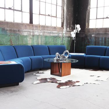 SOLD**POSTMODERN Stunning Modular Sculptural Nine pc curvlinear MCM Modernist Tappo sectional by John Mascheroni for Vecta, Italy, Steelcase 