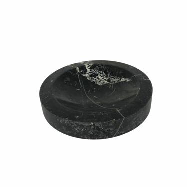 Vintage Round Black Marble Ashtray 