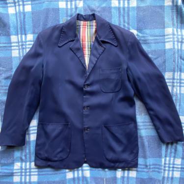 Vintage 1940s Gabardine Jacket 40s Blue Loafer Leisure Size 42 