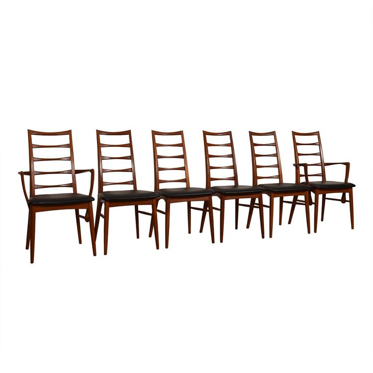 Set of 6 (2 Arm + 4 Side) Koefoeds Hornslet Danish Teak Dining Chairs