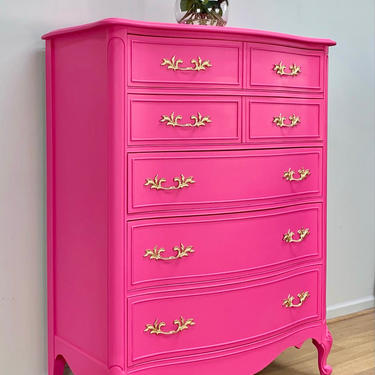 Bright and beautiful French Provincial Chest, Dresser, Pink. 