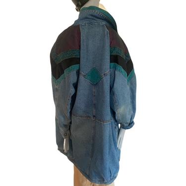 80s vintage Oversized acid washed jean jacket, retro denim duster coat stone washed jacket, women’s jean jacket, 80s vintage coat size s m l 