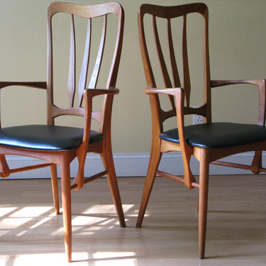 Set of 2 Koefoeds Hornslet Ingrid Danish High-back dining chairs with arms 