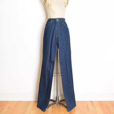 vintage 70s jeans NOS high waisted wide straight leg dark denim hippie pants M clothing DeeCee Rappers 