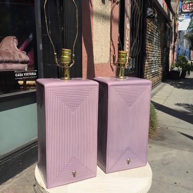 Mad About Mauve | Pair of Vintage Ceramic Lamps with Mauve Hue