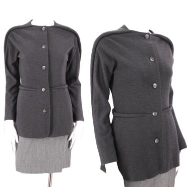 90s Geoffrey Beene charcoal skirt suit 6  / vintage 1990s Beene 2 piece sculptural knit outfit jacket blazer skirt 4 S 