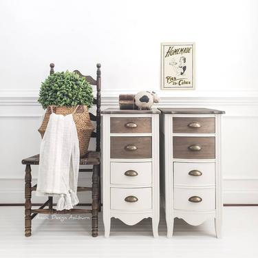Farmhouse Style Painted White Nightstands 