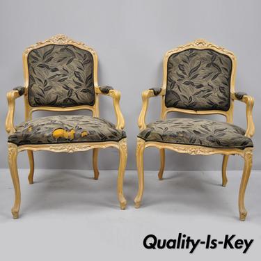 Pair of Vintage Chateau D'Ax Spa French Louis XV Style Chairs Italian Armchairs
