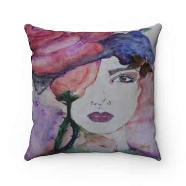 Floral Portrait Outdoor Pillow ~ &amp;quot;Cover Me In Flowers&amp;quot; Outdoor Pillow ~ Portrait Painting ~ Original Artwork ~ Decorative Art Floral Pillows 