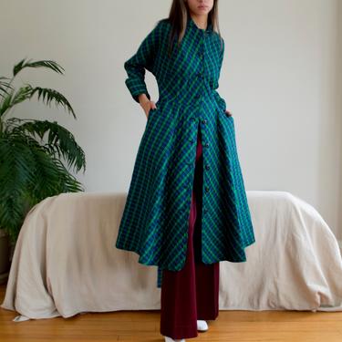 50s quilted taffeta tartan robe jacket / house dress 