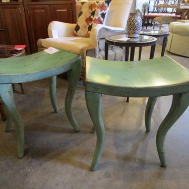 PAIR OF RUSTIC PAINTED STOOLS PRICED SEPARATELY