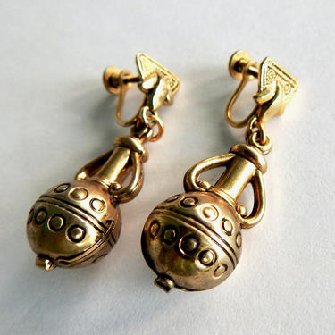 Gold Tone Amphora Earrings 