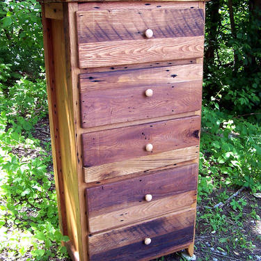 FREE SHIPPING! Reclaimed Wormy Chestnut Tallboy Lingerie Dresser from Antique Barn Wood 