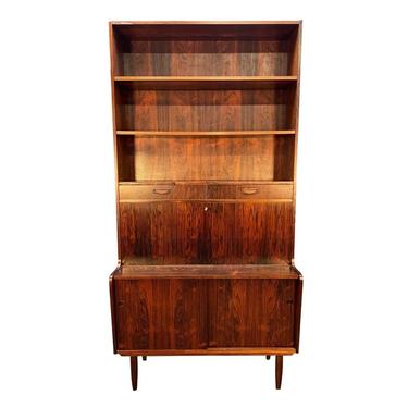 Vintage Danish Mid Century. Modern Rosewood Secretary Bookcase 