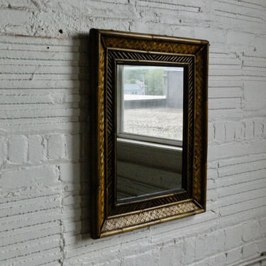 Mid Century Franco Albini Style Bamboo Rattan Wall Mirror 