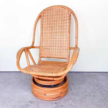 Old Florida Style Rattan Swivel Chair
