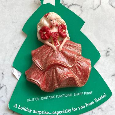 Like New- Vintage Hallmark Barbie Holiday Pin Circa 1995, Antique Collectible Barbie Pin by LeChalet